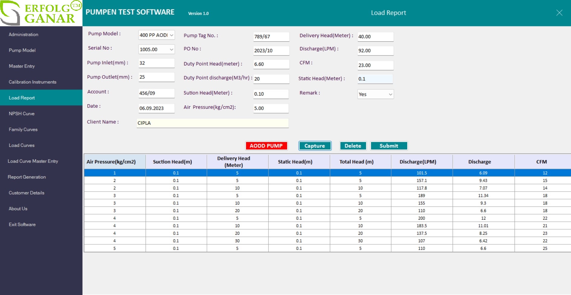 AODD PUMP TEST SOFTWARE